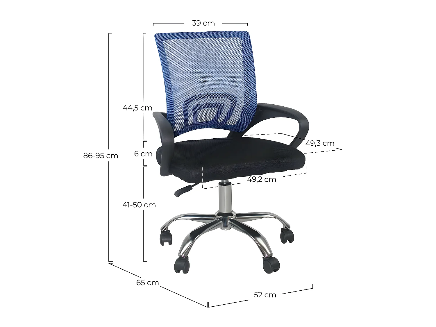 Chaise de bureau classique à roulettes 95x65x52cm O91