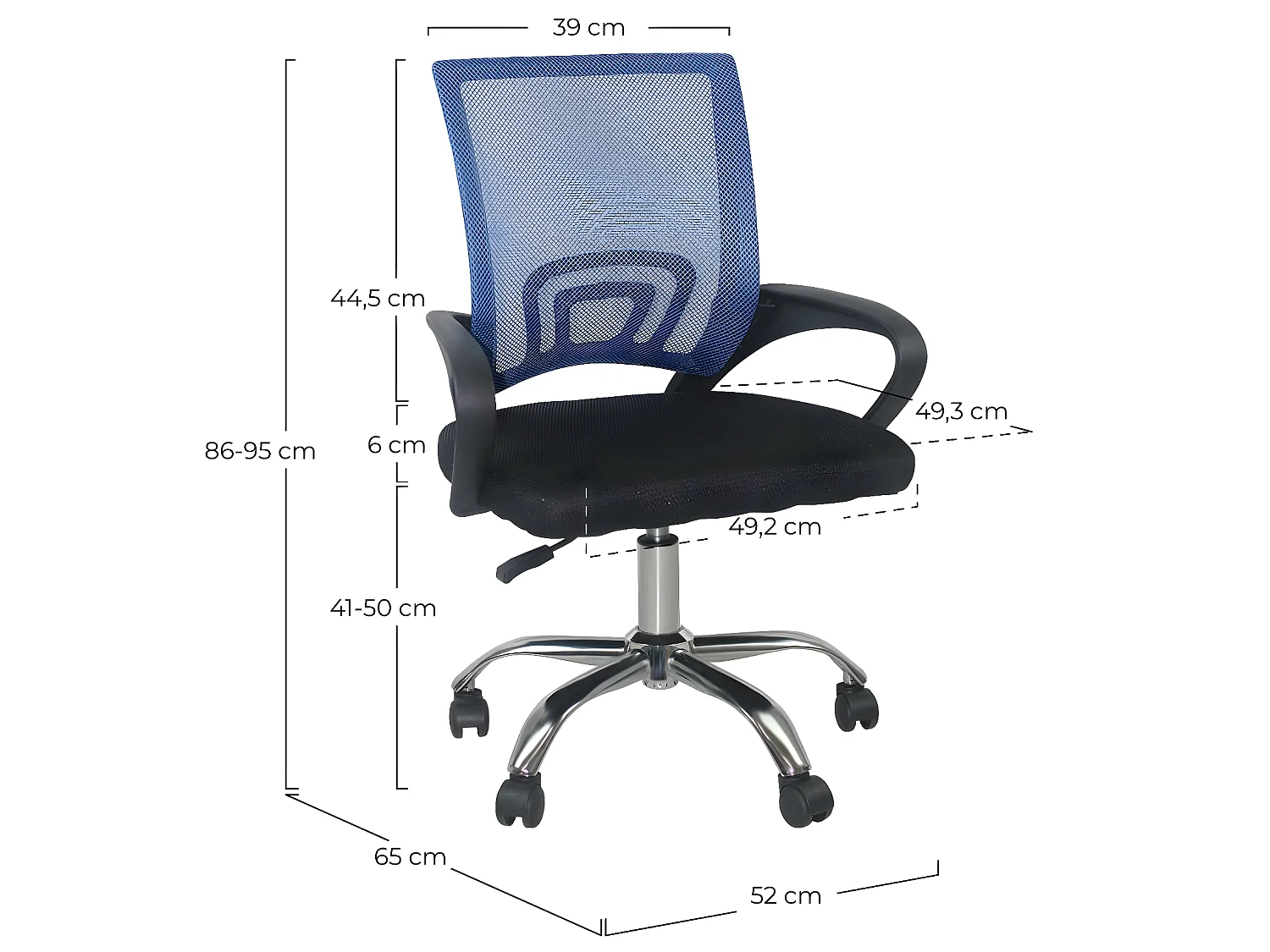 Silla de Escritorio con Ruedas Classic 95x65x52cm O91