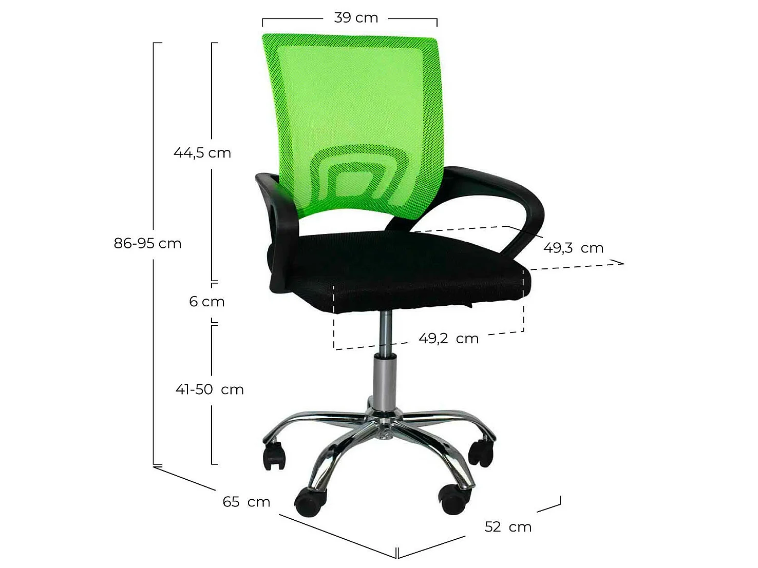 Chaise de bureau classique à roulettes 95x65x52cm O91