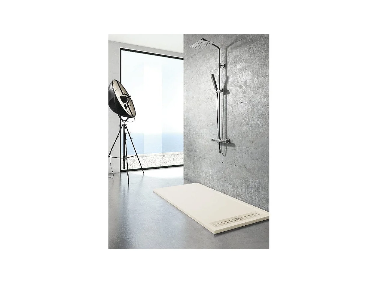 Plato de ducha resina ELITE CREMA  80x110cm rejilla color