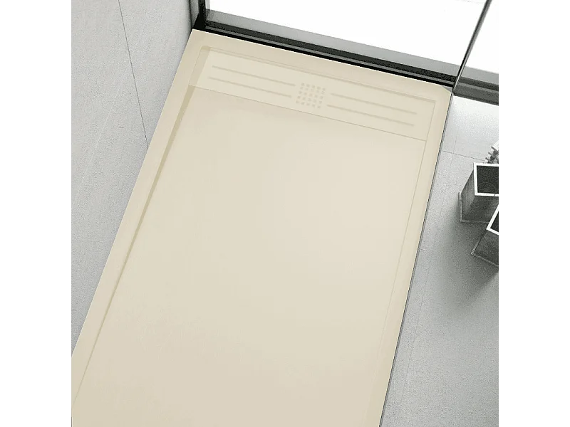 Plato de ducha resina ELITE CREMA  90x100cm rejilla color