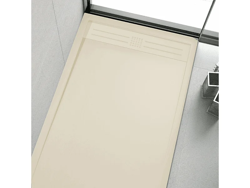 Plato de ducha resina ELITE CREMA  90x190cm rejilla color