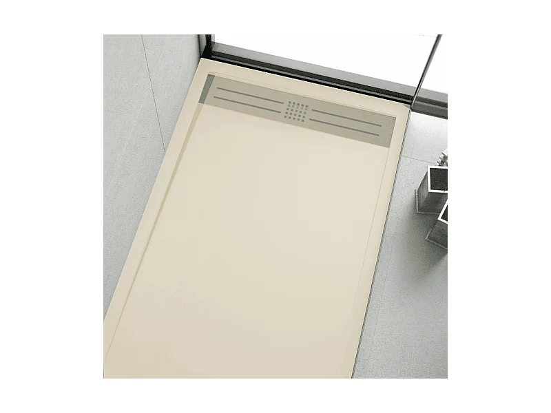 Plato de ducha resina ELITE CREMA  90x160cm rejilla color