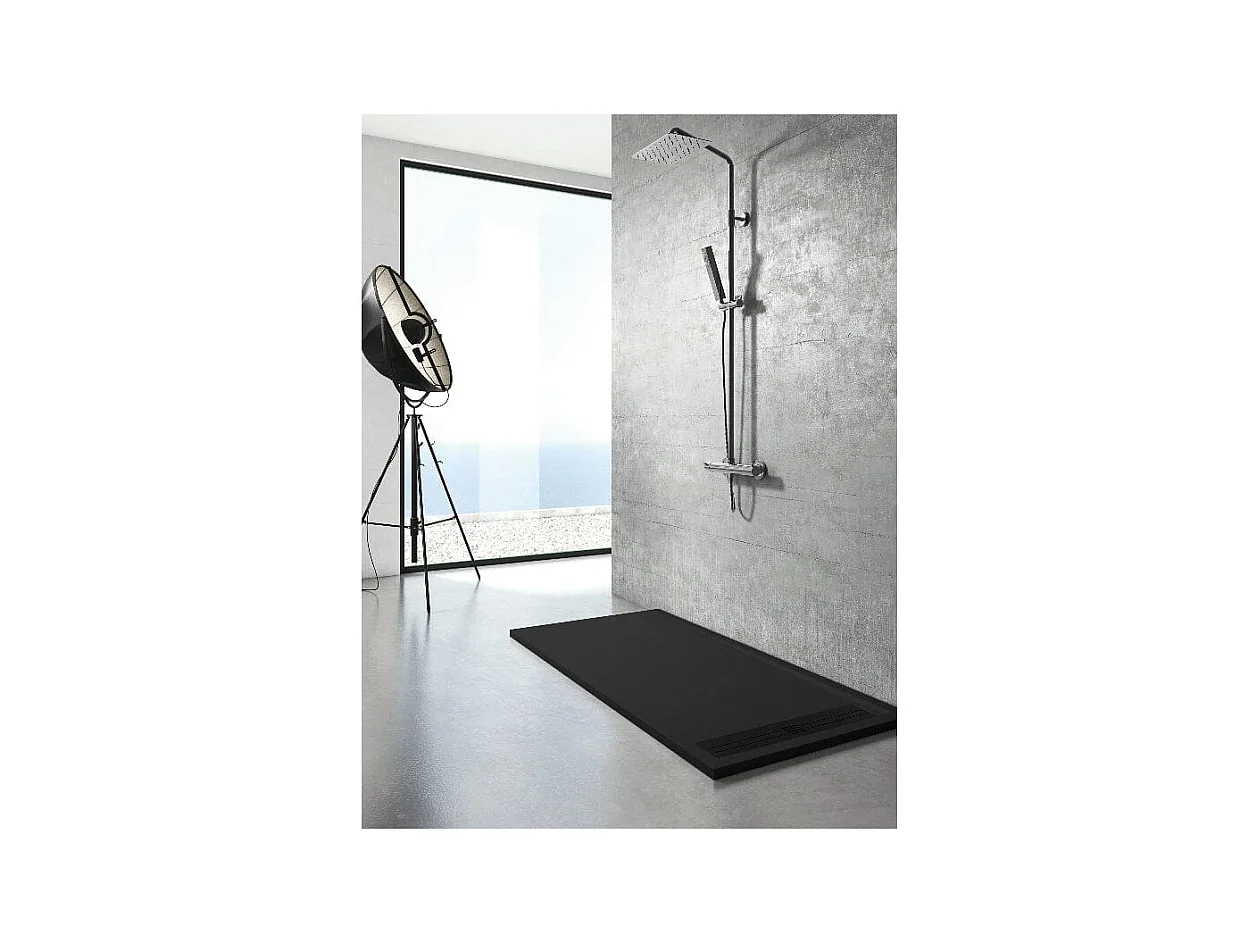 Plato de ducha resina ELITE NEGRO  90x110cm rejilla color