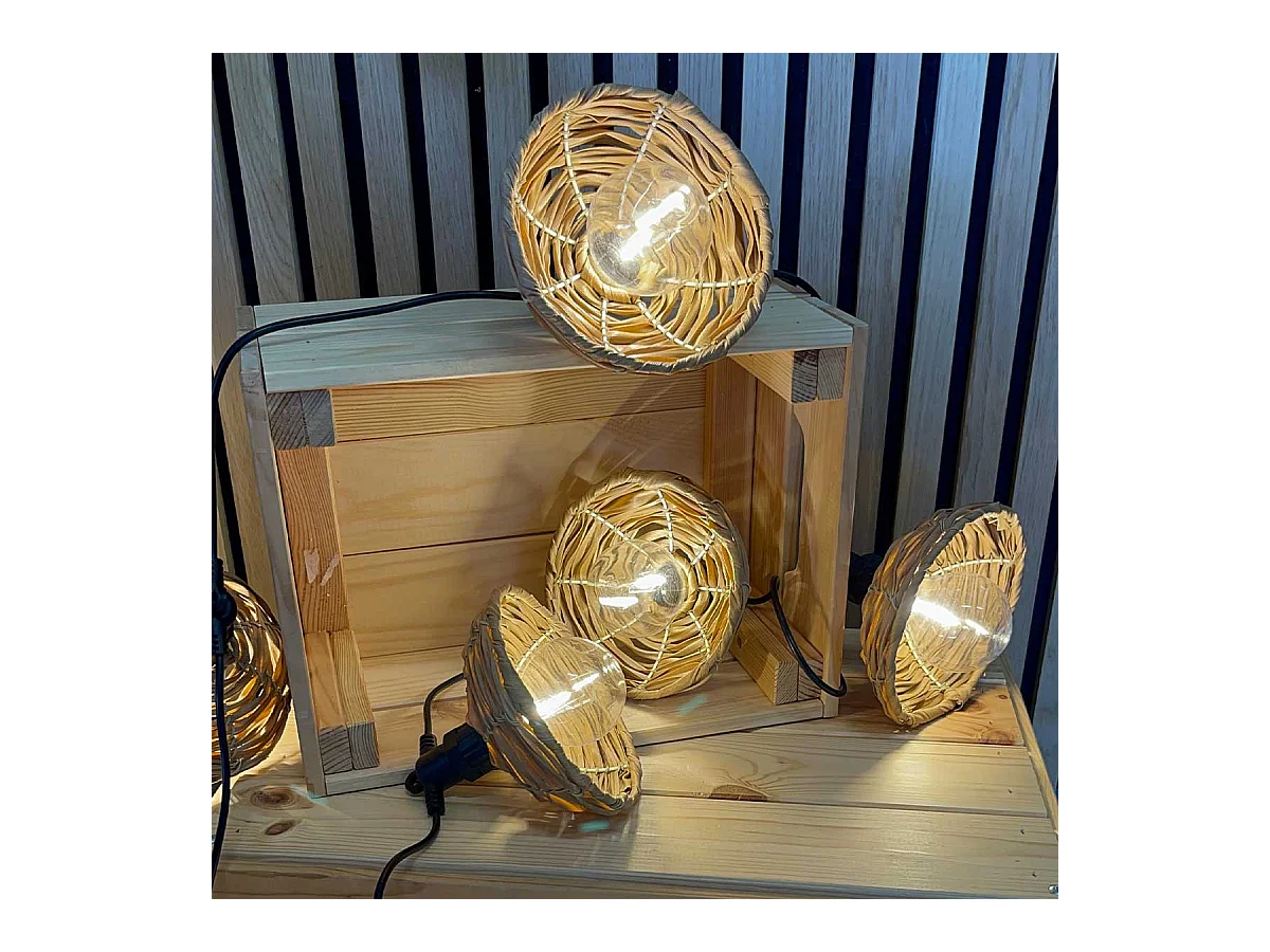 Guirlande lumineuse extérieur connectable COTTAGE Beige Poly rotin 5.70m