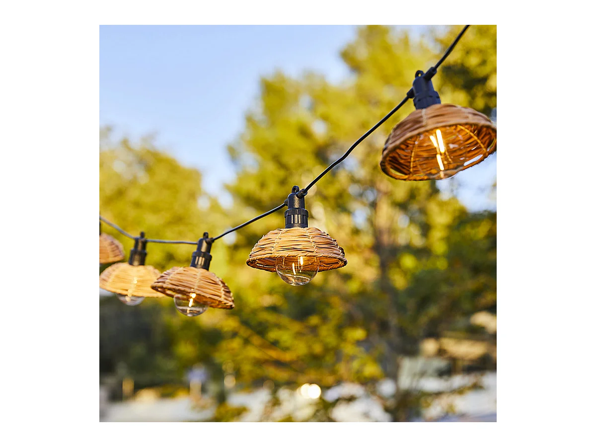 Guirlande lumineuse extérieur connectable COTTAGE Beige Poly rotin 5.70m