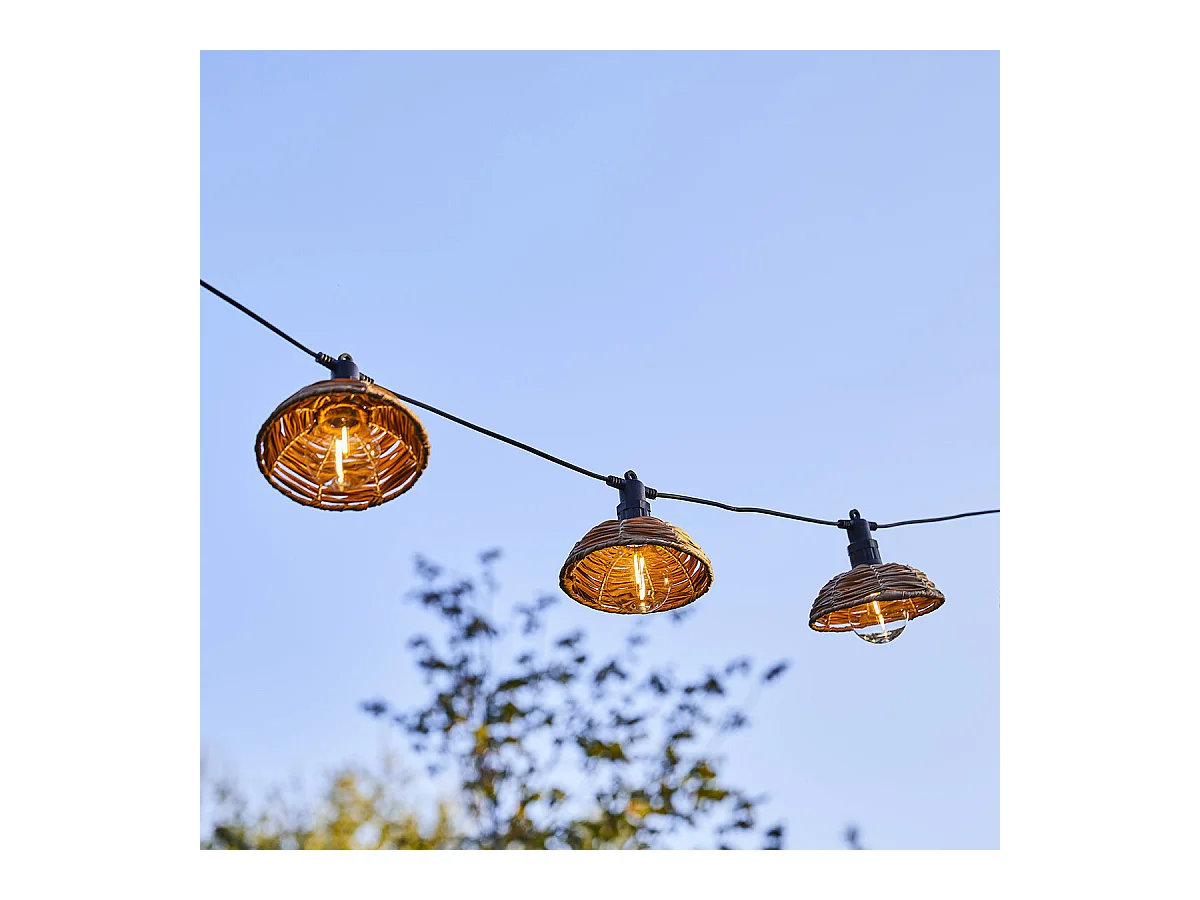 Guirlande lumineuse extérieur connectable COTTAGE Beige Poly rotin 5.70m