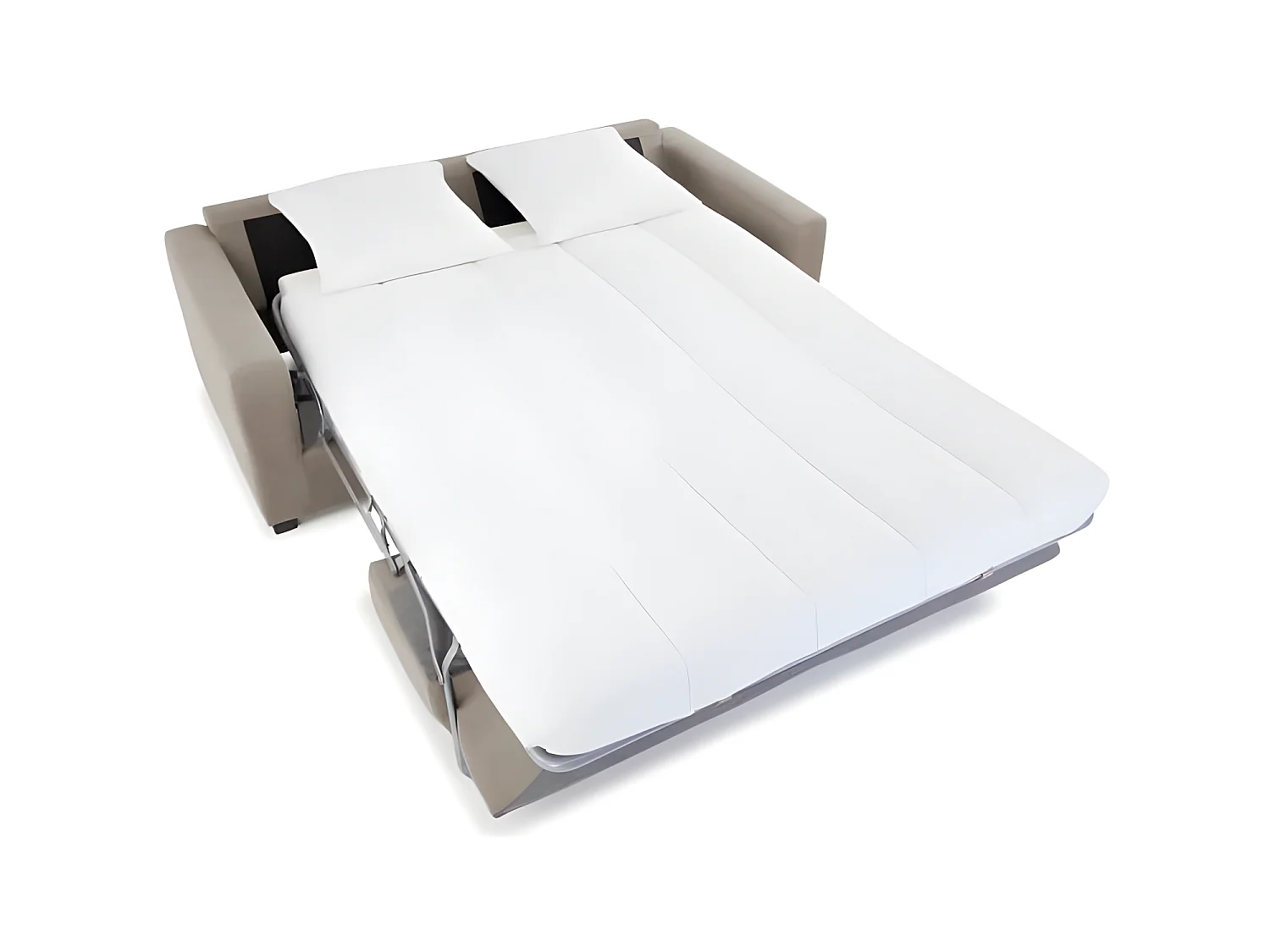 Canapé droit convertible 3 places MAXIME - Made in France - Tissu Beige - Couchage express - L 194 x P 96 x H 83 cm