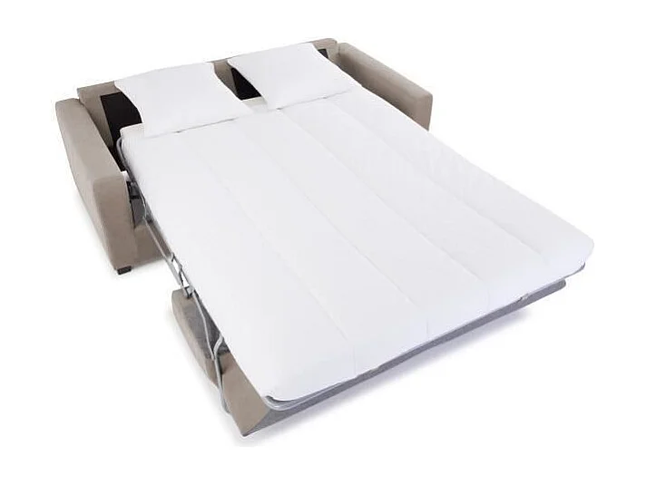 Canapé droit convertible 3 places MAXIME - Made in France - Tissu Beige - Couchage express - L 194 x P 96 x H 83 cm