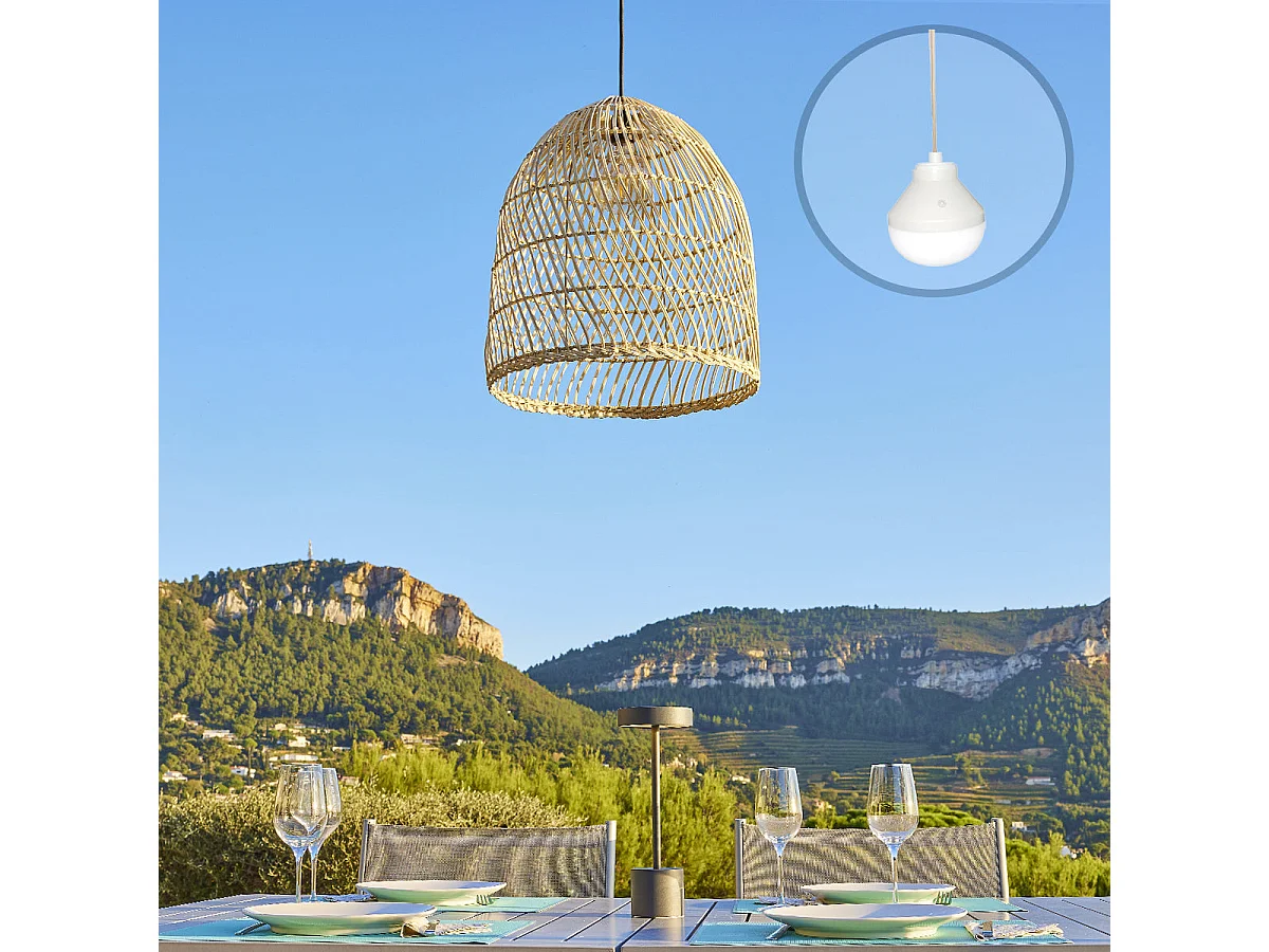 Suspension PAULO Beige Rotin H45cm