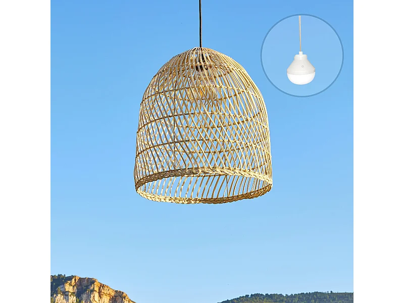 Suspension PAULO Beige Rotin H45cm