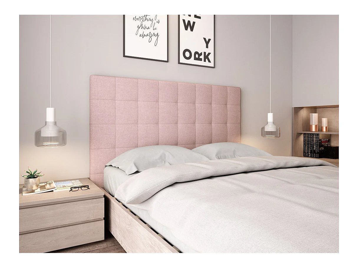 Tête de lit capitonnée en tissu MEGAN - Rose, Largeur - 160 cm