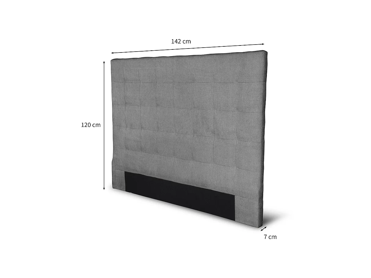 Tête de lit capitonnée en tissu MEGAN - Gris, Largeur - 140 cm