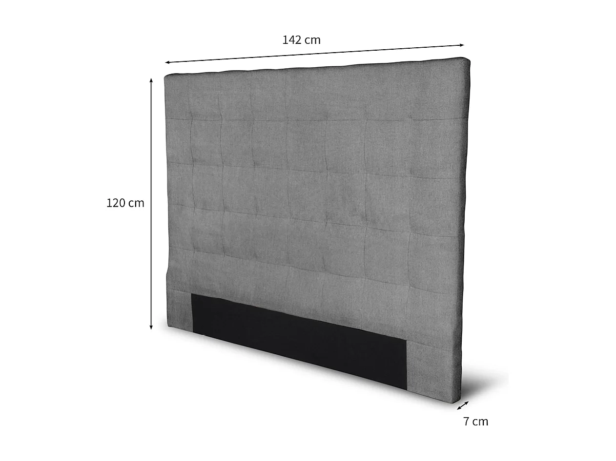 Tête de lit capitonnée en tissu MEGAN - Gris, Largeur - 140 cm