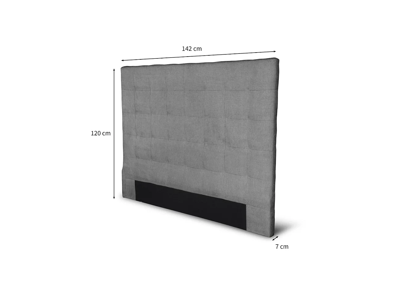 Tête de lit capitonnée en tissu MEGAN - Gris, Largeur - 140 cm