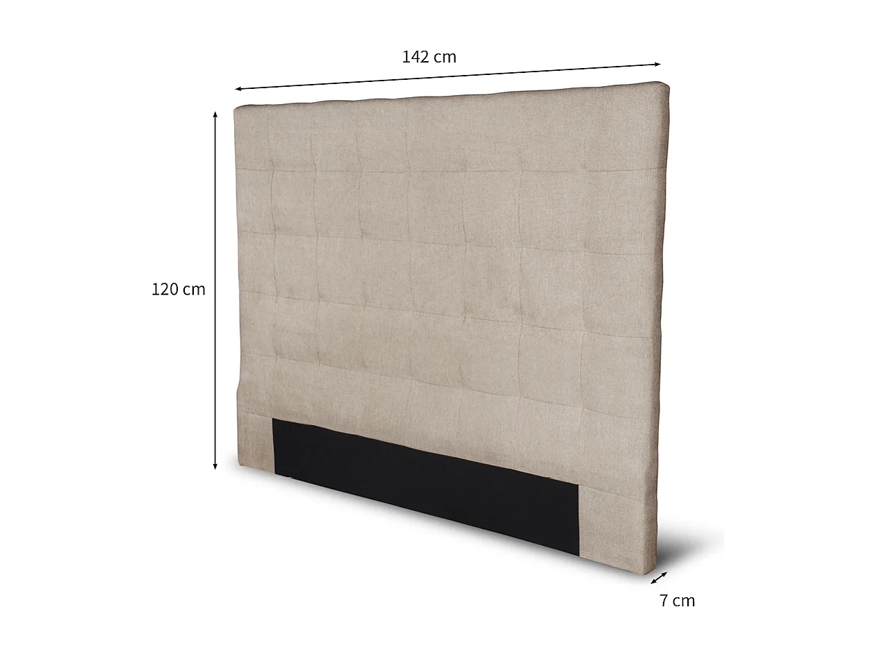 Tête de lit capitonnée en tissu MEGAN - Beige, Largeur - 140 cm