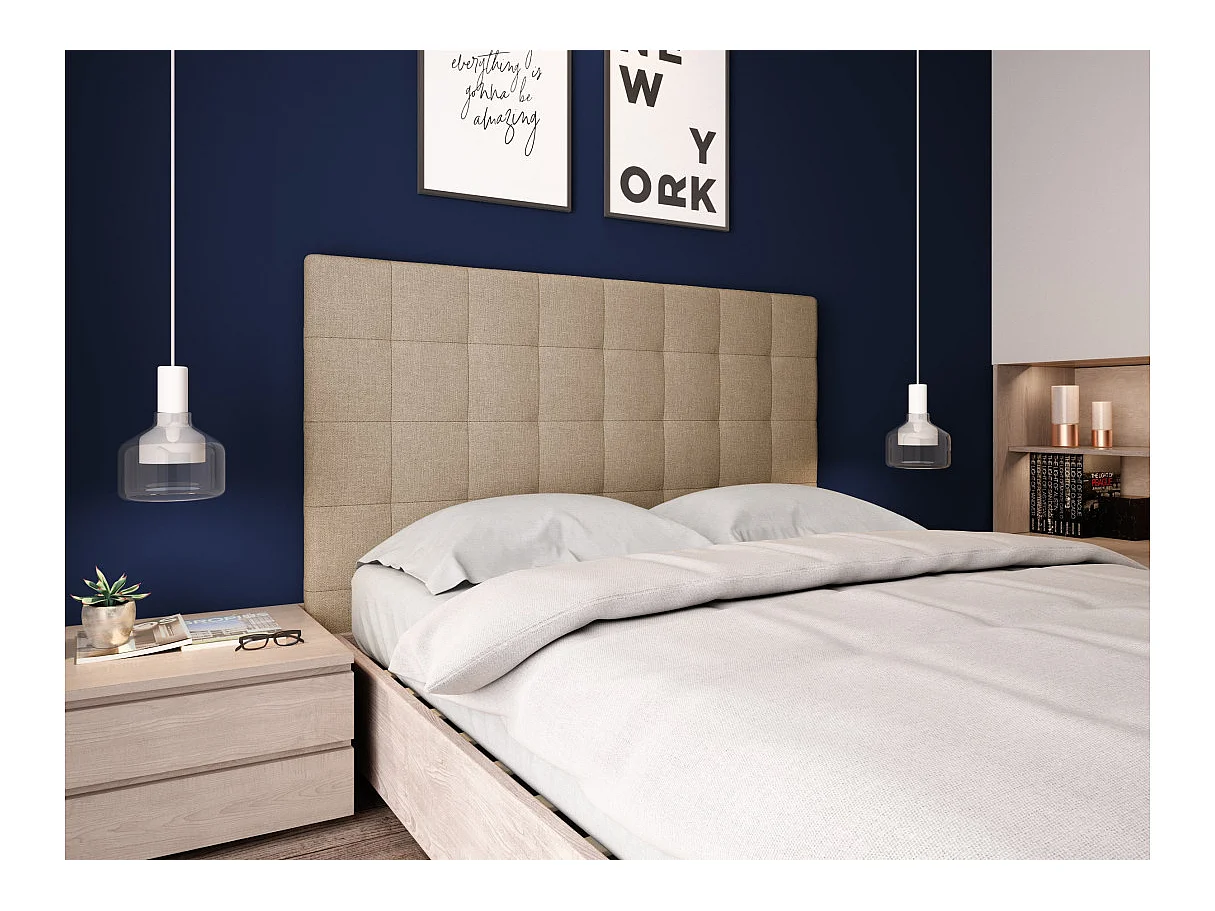 Tête de lit capitonnée en tissu MEGAN - Beige, Largeur - 160 cm