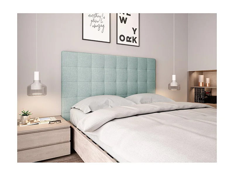 Tête de lit capitonnée en tissu MEGAN - Bleu clair, Largeur - 140 cm