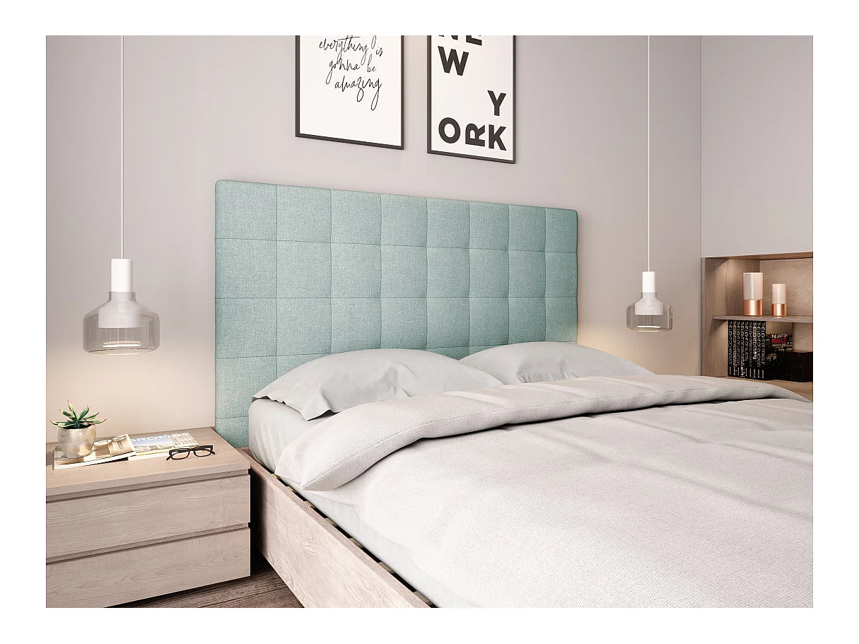 Tête de lit capitonnée en tissu MEGAN - Bleu clair, Largeur - 140 cm