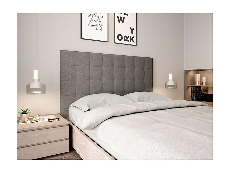 Tête de lit capitonnée en tissu MEGAN - Gris, Largeur - 160 cm
