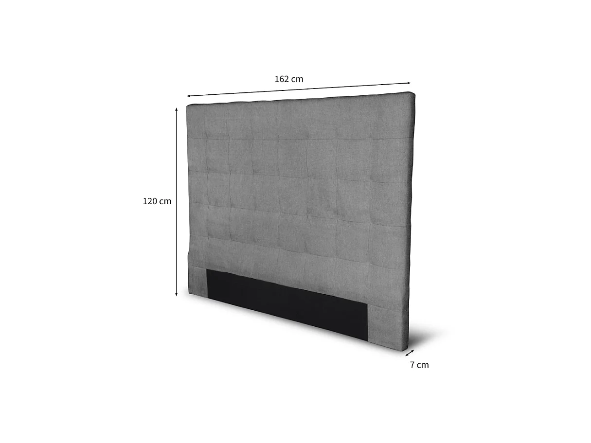 Tête de lit capitonnée en tissu MEGAN - Gris, Largeur - 160 cm