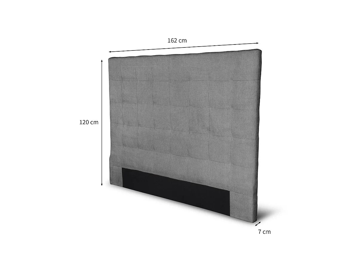 Tête de lit capitonnée en tissu MEGAN - Gris, Largeur - 160 cm