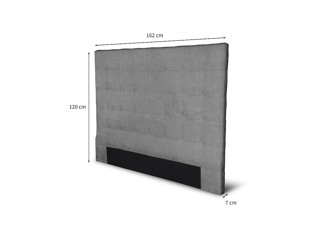 Tête de lit capitonnée en tissu MEGAN - Gris, Largeur - 160 cm
