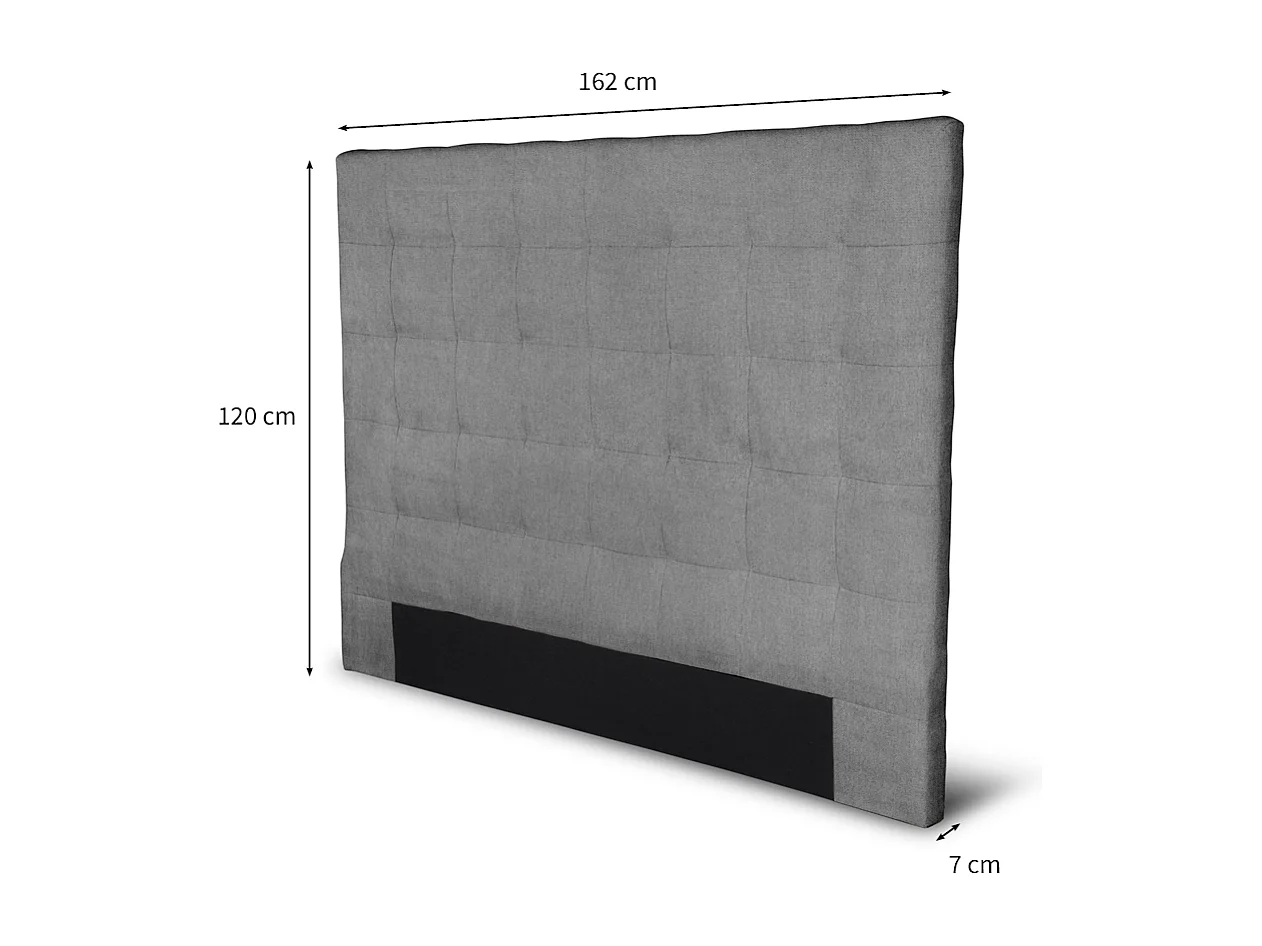 Tête de lit capitonnée en tissu MEGAN - Gris, Largeur - 160 cm