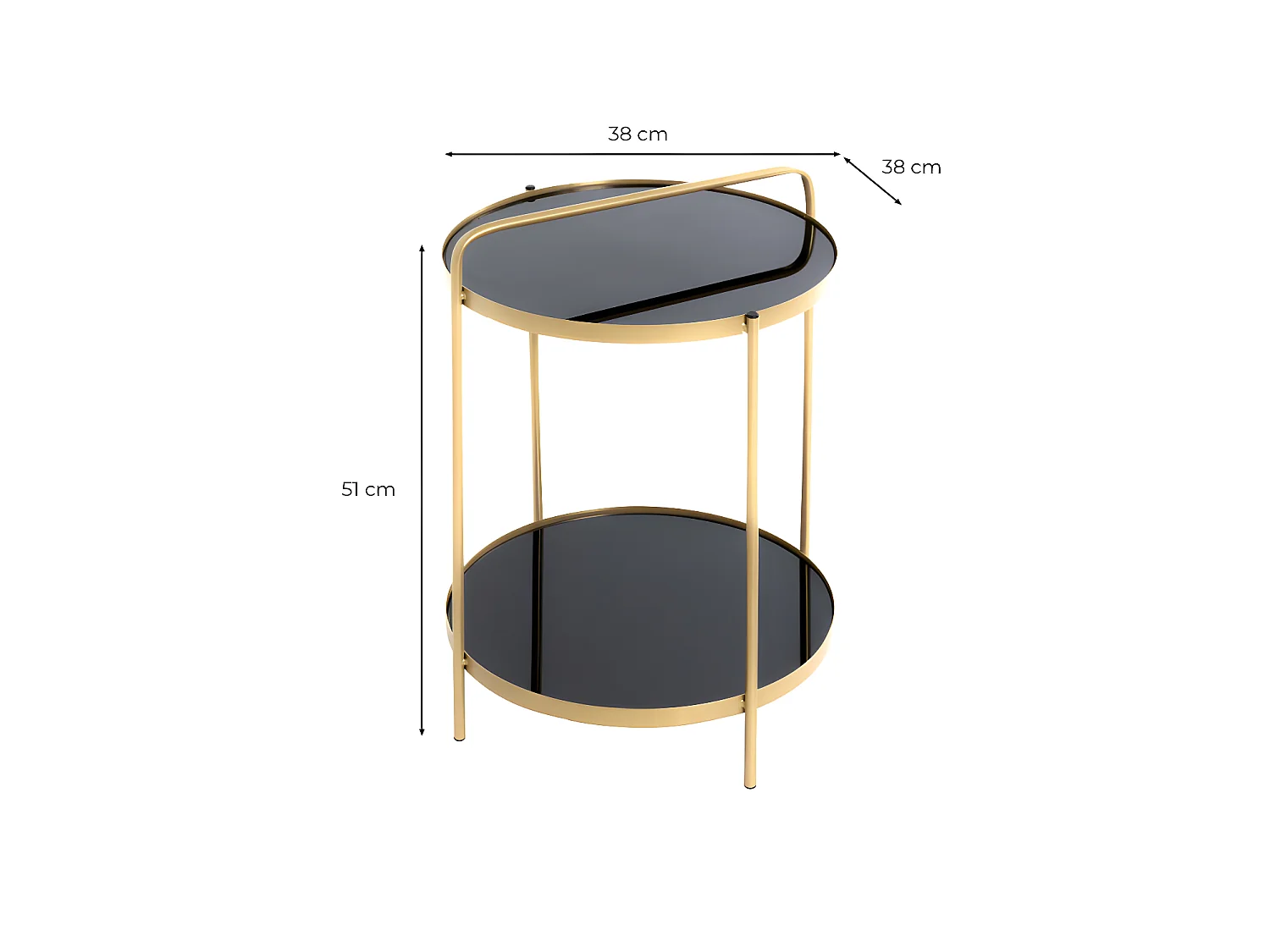 Table d'Appoint Design "Proty" 51cm Or & Noir