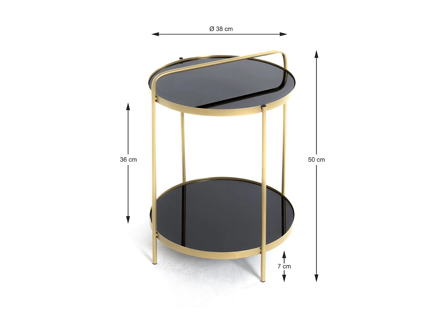 Table d'Appoint Design "Proty" 51cm Or & Noir
