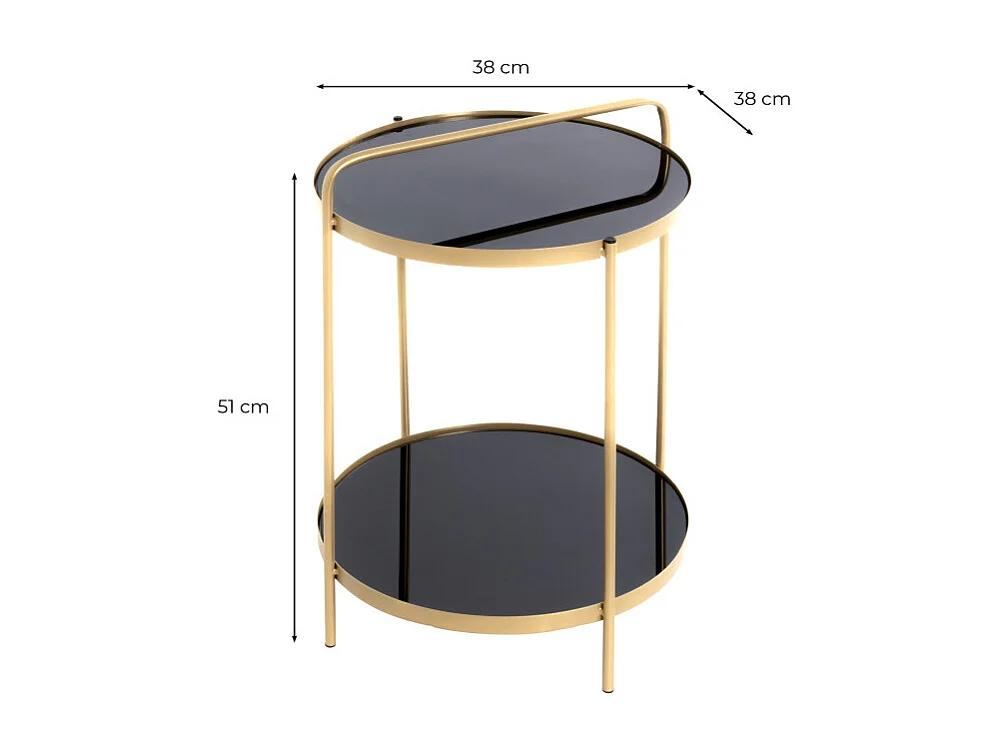 Table d'Appoint Design "Proty" 51cm Or & Noir