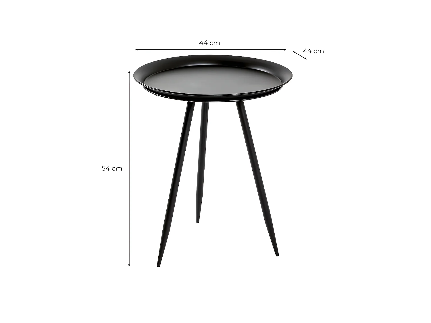 Table d'Appoint Design en Métal "Laqué" 54cm Noir