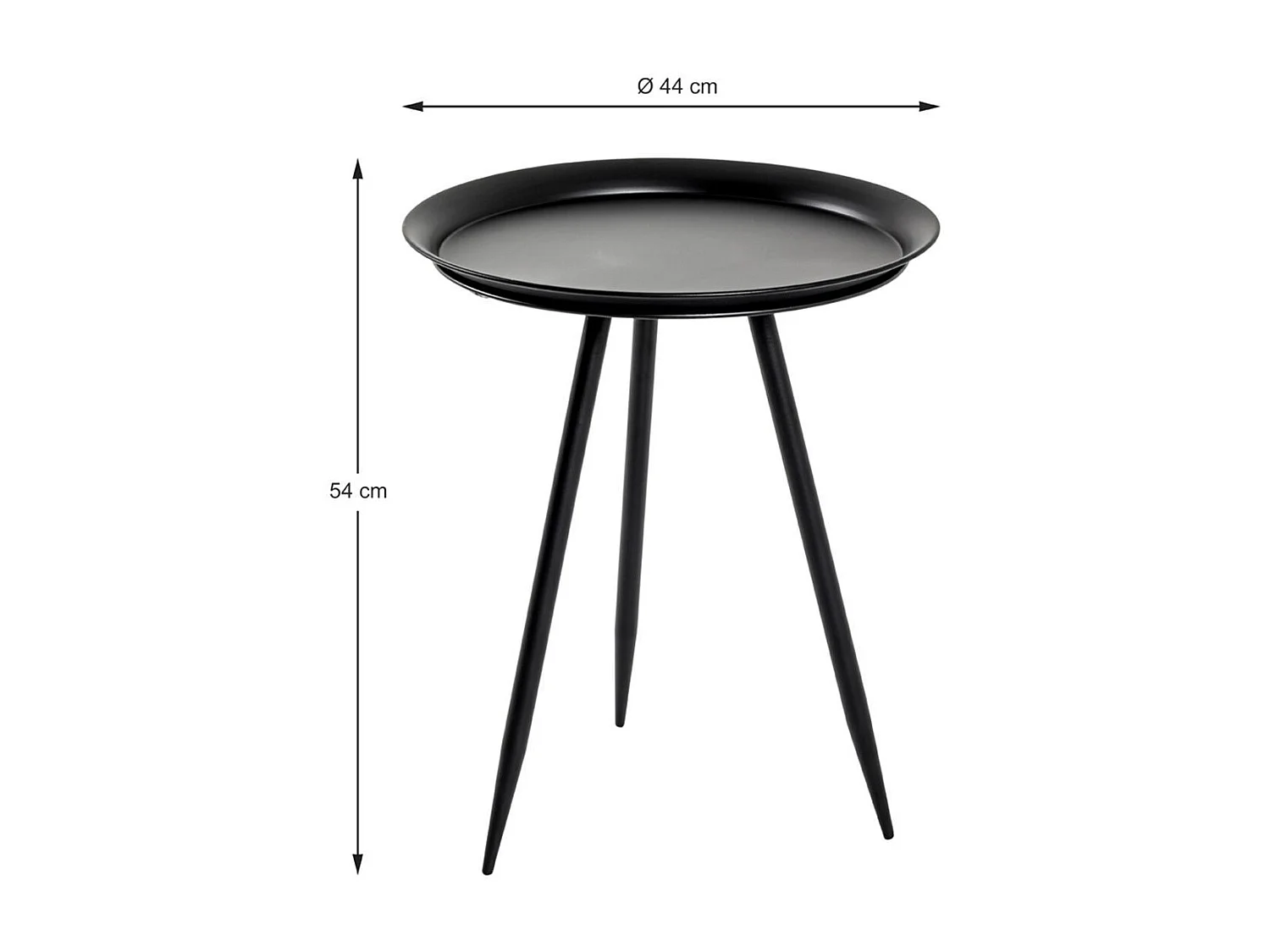 Table d'Appoint Design en Métal "Laqué" 54cm Noir