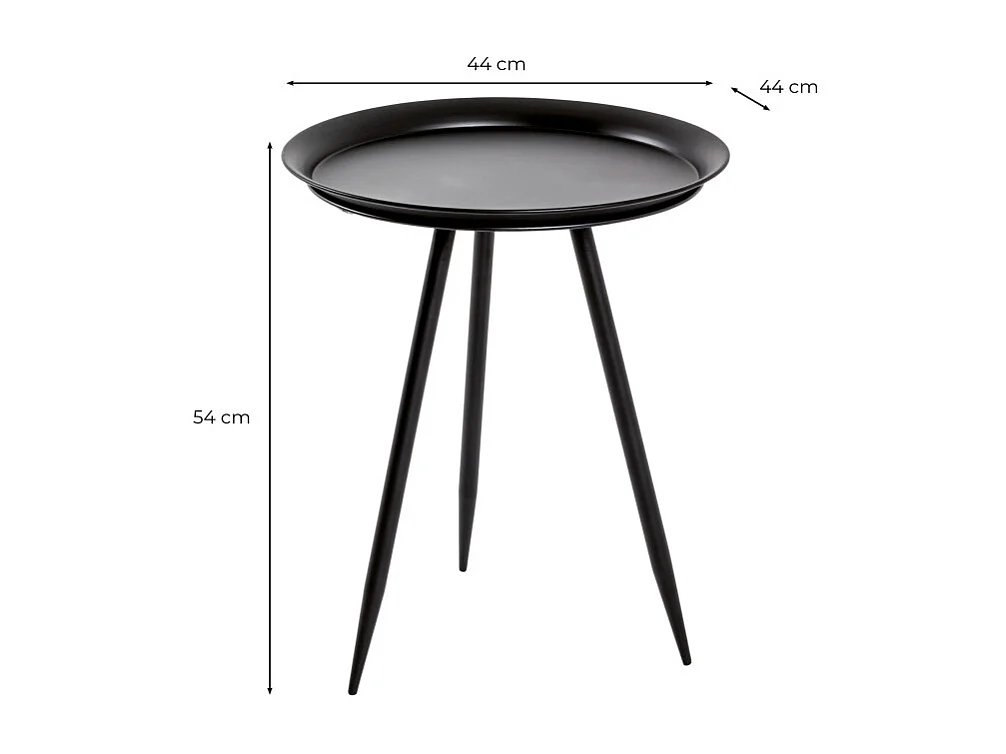 Table d'Appoint Design en Métal "Laqué" 54cm Noir