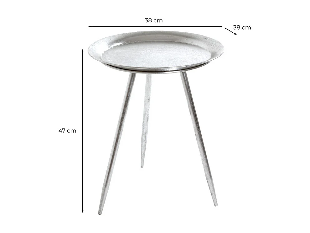 Table d'Appoint Design "Viledo" 47cm Argent