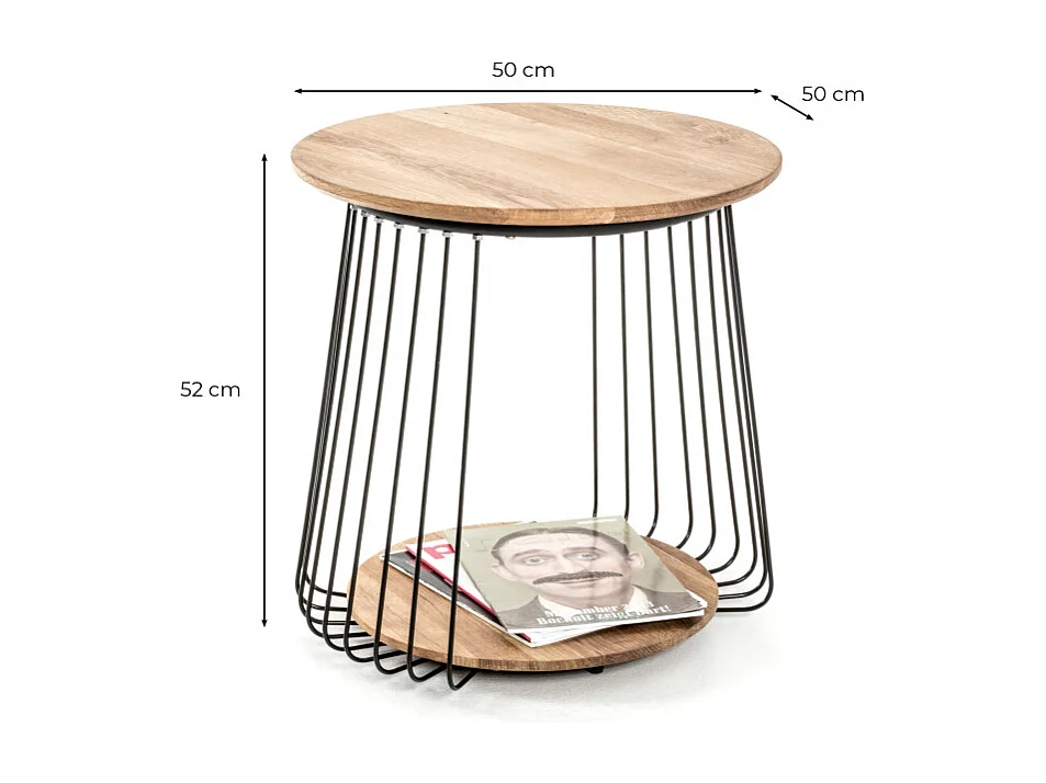 Table d'Appoint en Bois "Nissa" 52cm Naturel