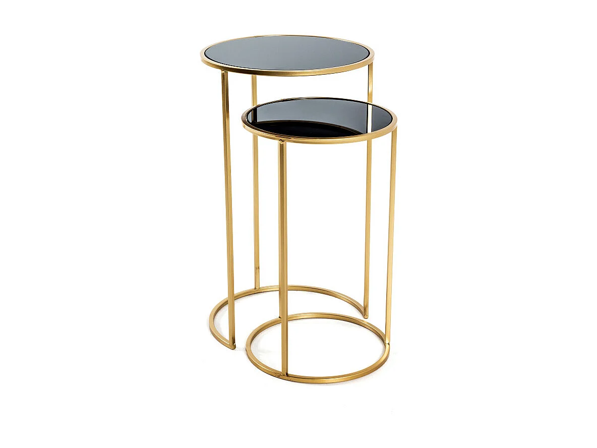 Lot de 2 Tables d'Appoint "Eddy" 60cm Or & Noir