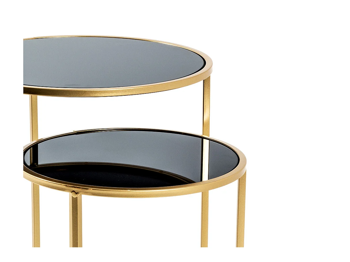 Lot de 2 Tables d'Appoint "Eddy" 60cm Or & Noir