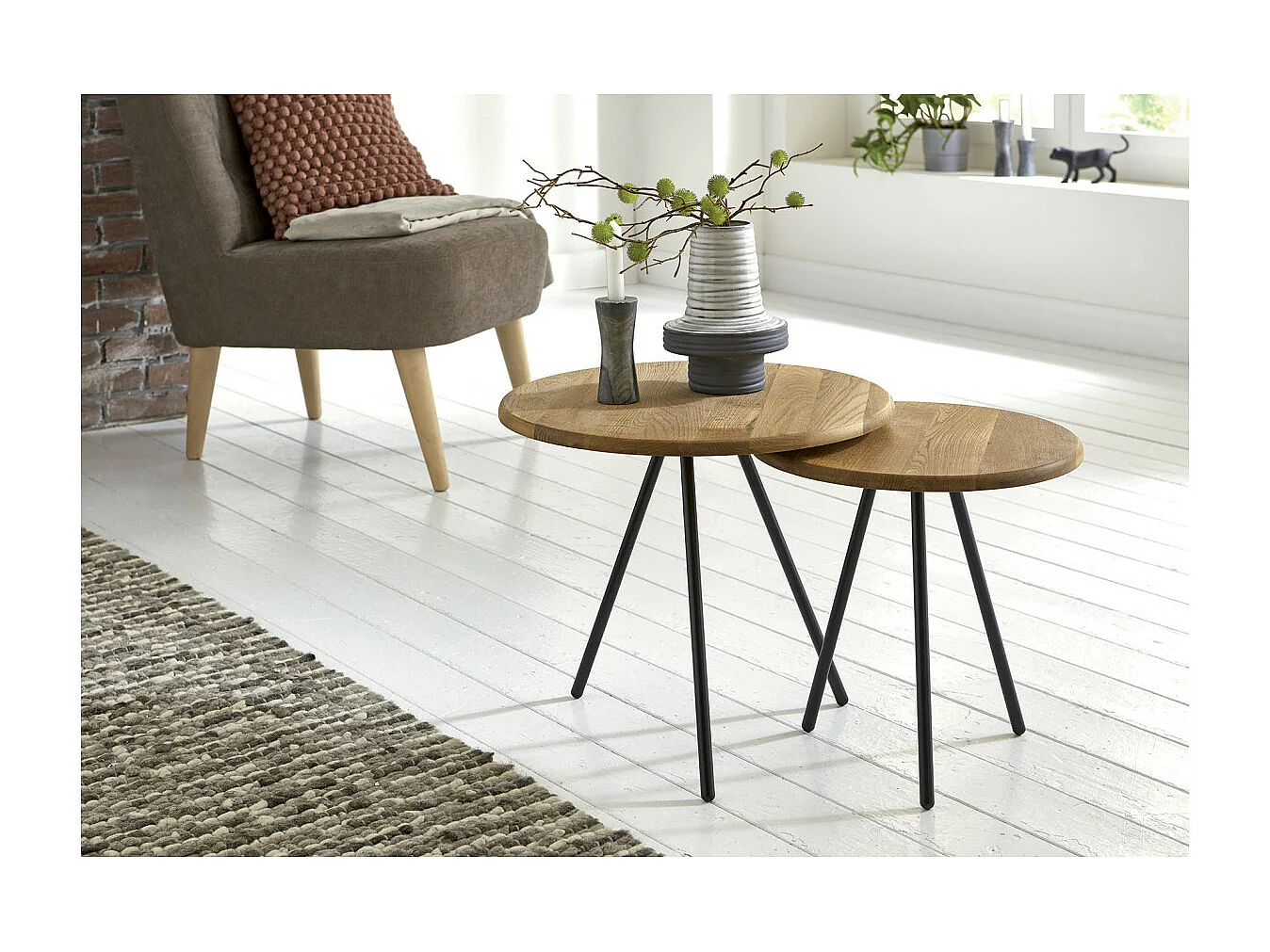 Table d'Appoint en Bois "Camille" 50cm Naturel