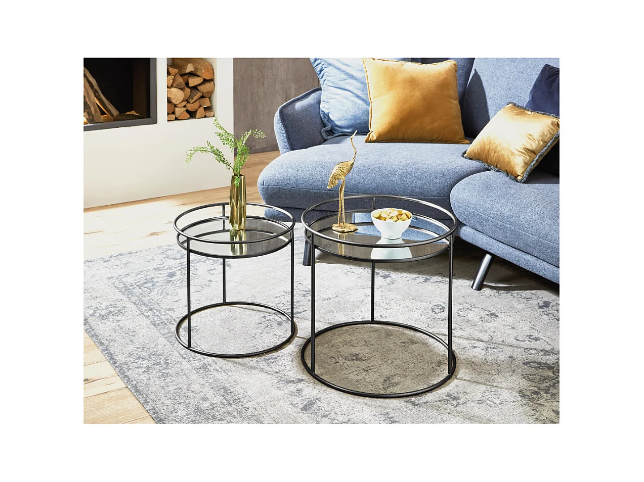 Lot de 2 Tables d'Appoint "Mirana" 52cm Noir
