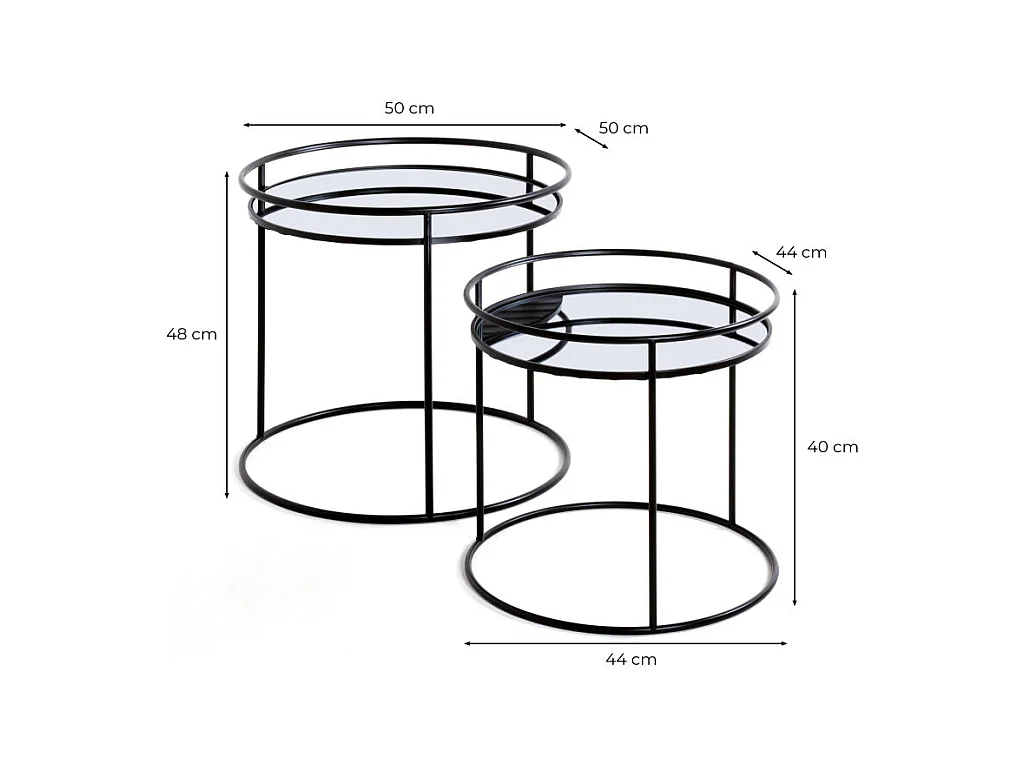 Lot de 2 Tables d'Appoint "Mirana" 52cm Noir