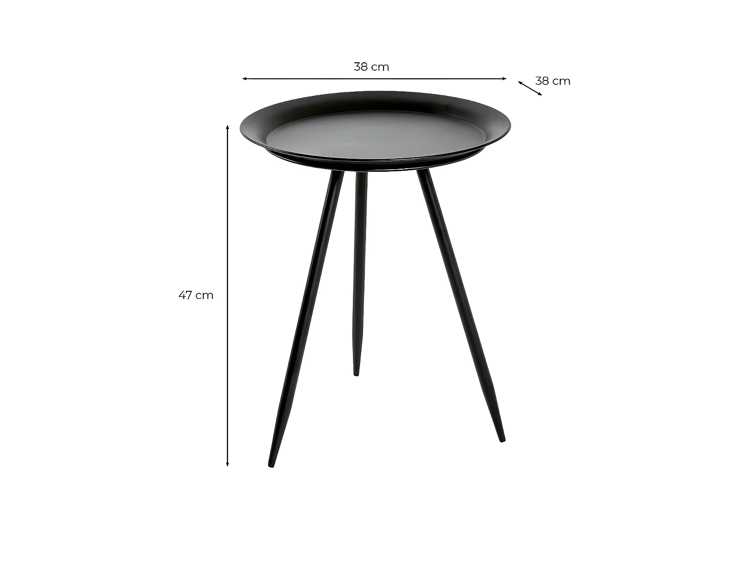 Table d'Appoint Design en Métal "Laqué" 47cm Noir