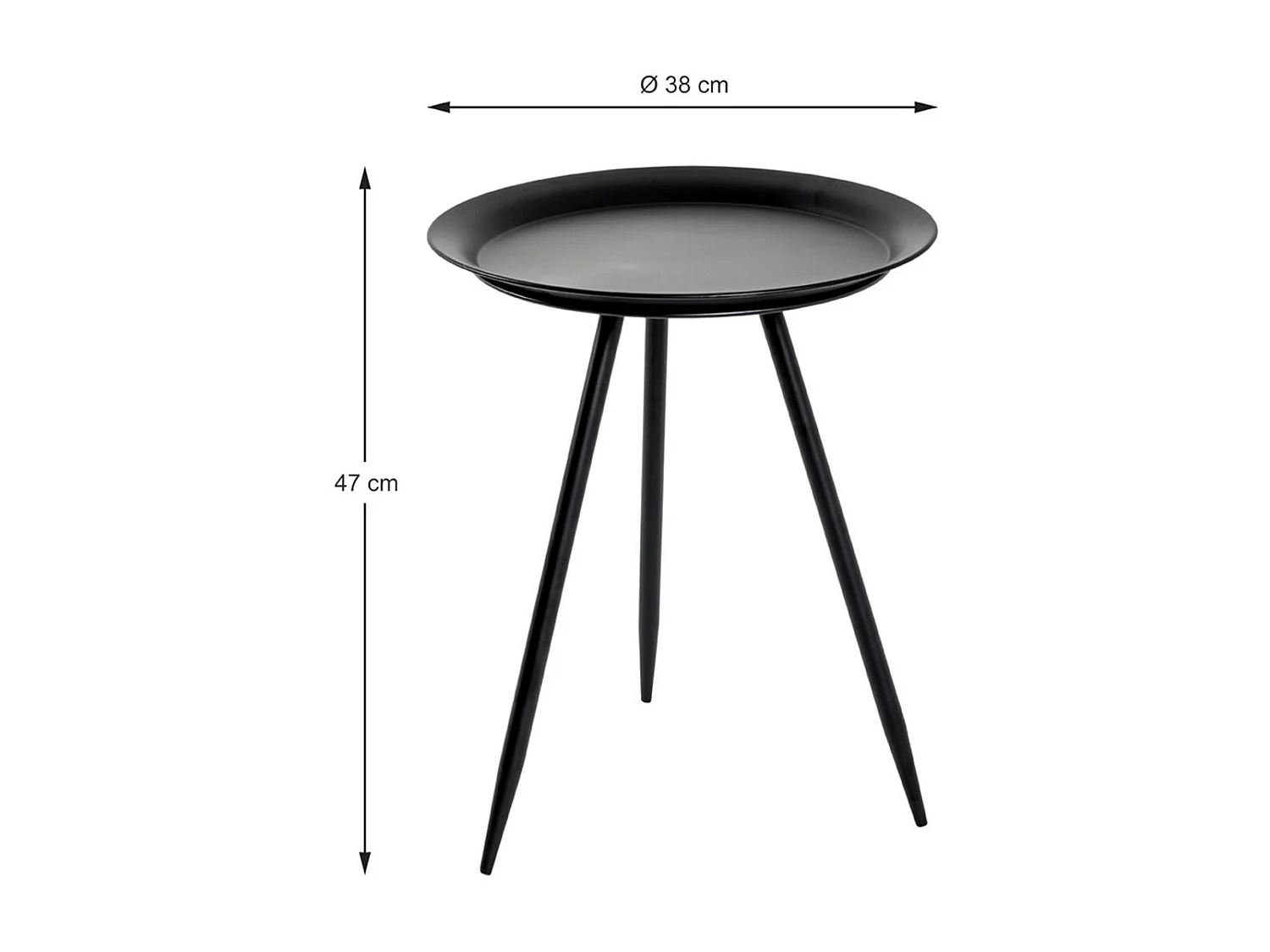 Table d'Appoint Design en Métal "Laqué" 47cm Noir