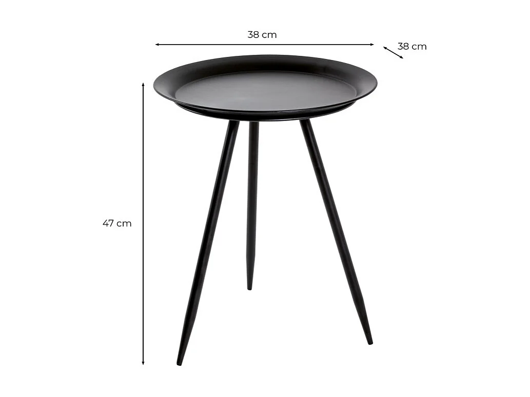 Table d'Appoint Design en Métal "Laqué" 47cm Noir