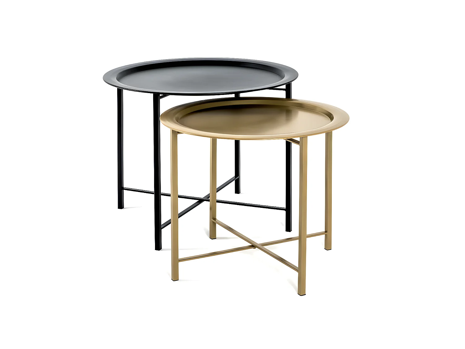 Lot de 2 Tables d'Appoint "Gabin" 62cm Noir & Or