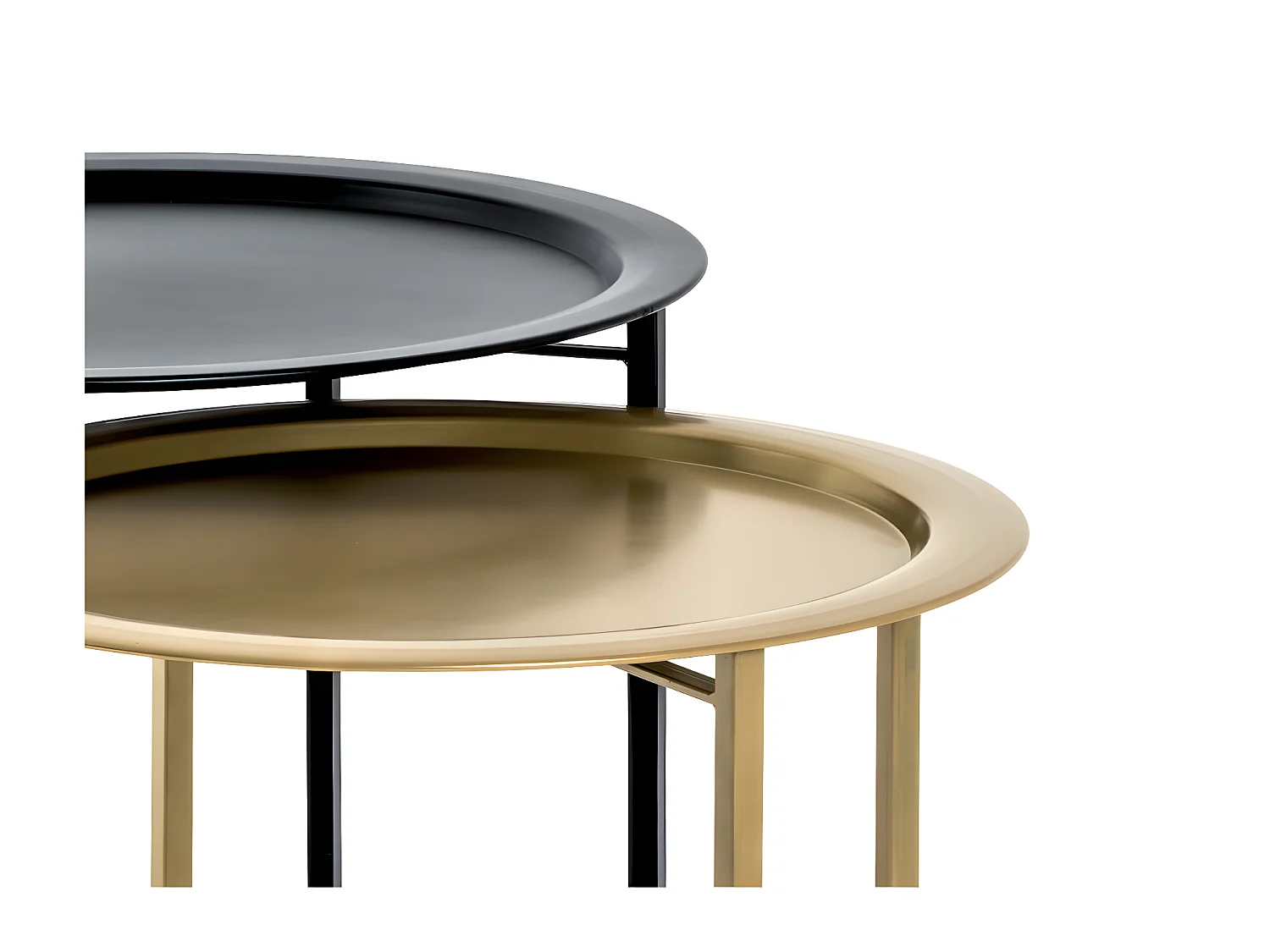 Lot de 2 Tables d'Appoint "Gabin" 62cm Noir & Or