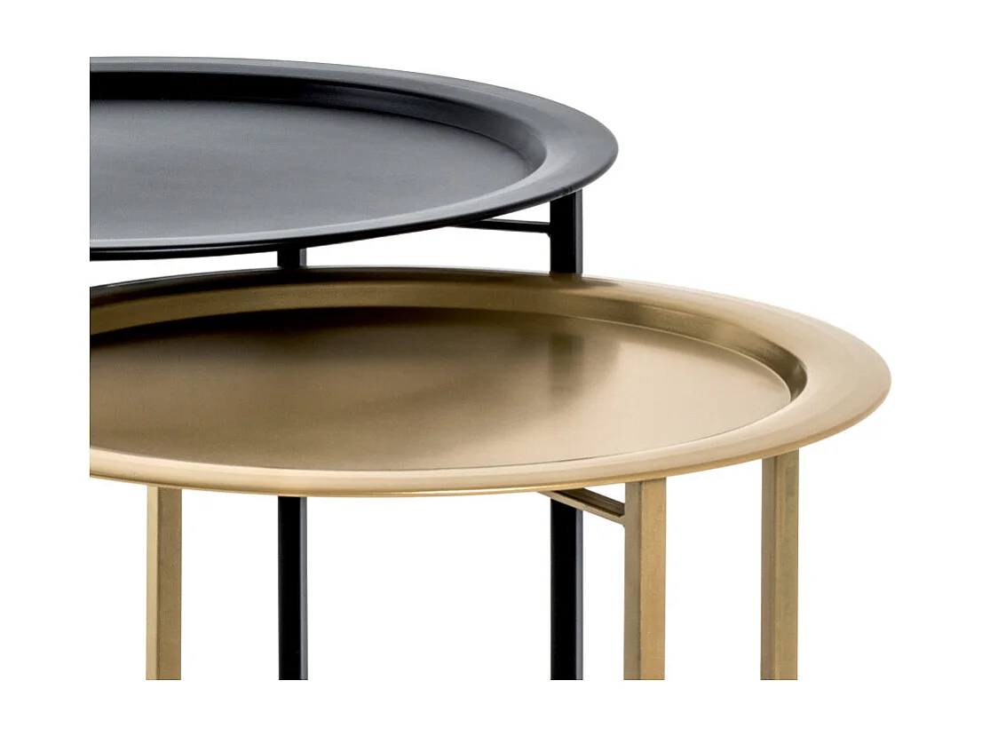 Lot de 2 Tables d'Appoint "Gabin" 62cm Noir & Or