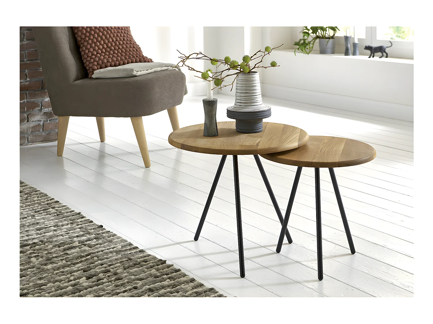 Table d'Appoint en Bois "Camille" 40cm Naturel
