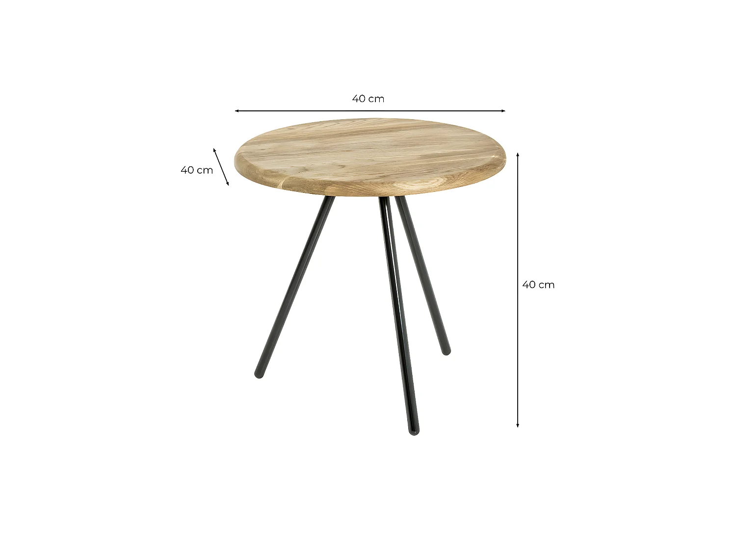 Table d'Appoint en Bois "Camille" 40cm Naturel