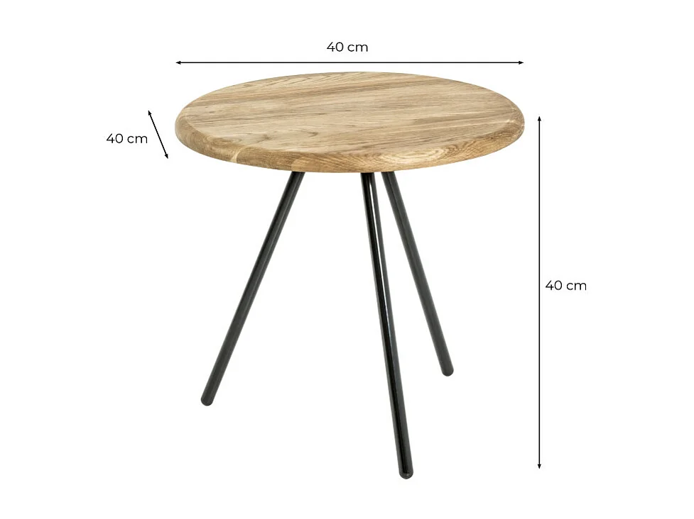 Table d'Appoint en Bois "Camille" 40cm Naturel